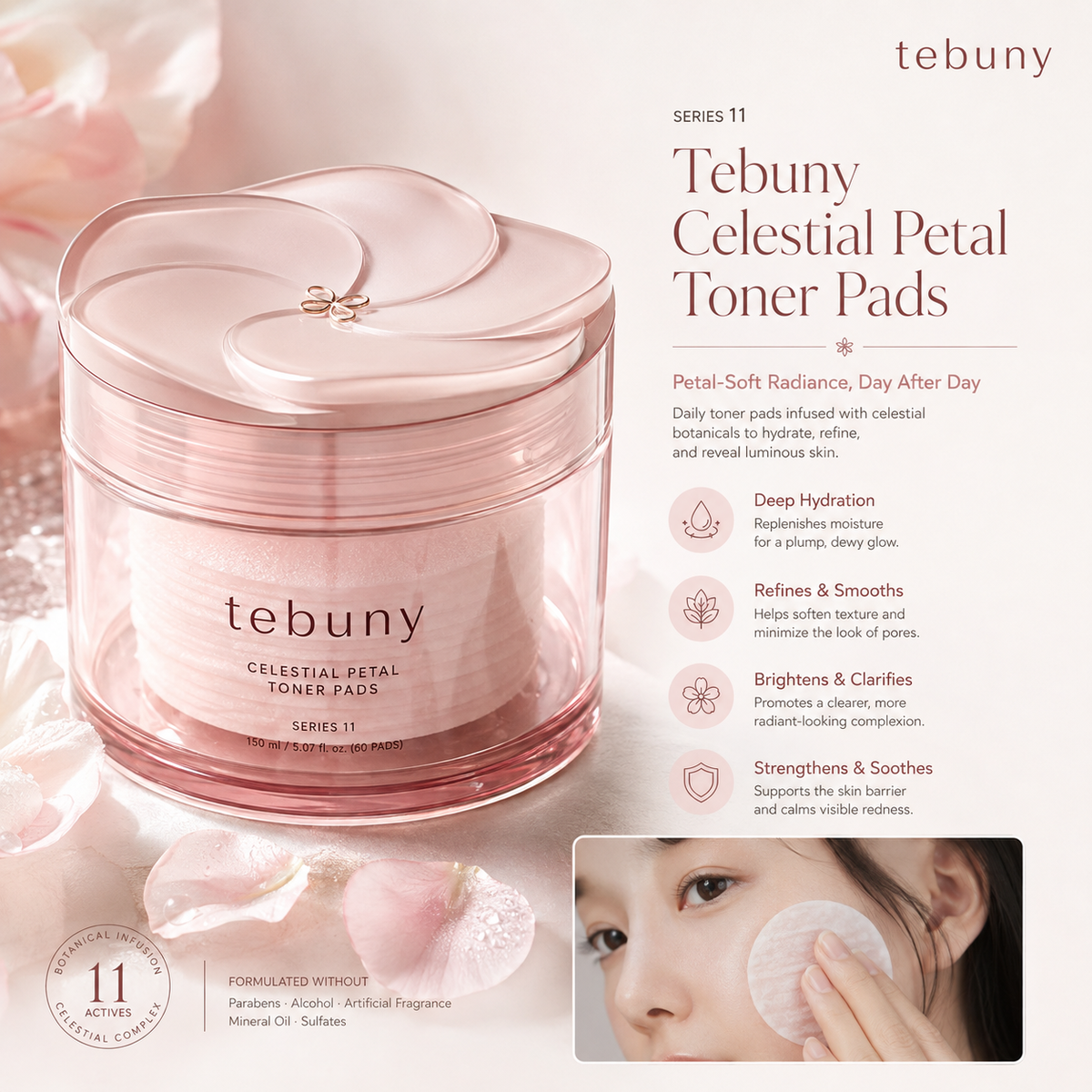 tebuny™ Celestial Petal Pre-Soaked Toner Pads
