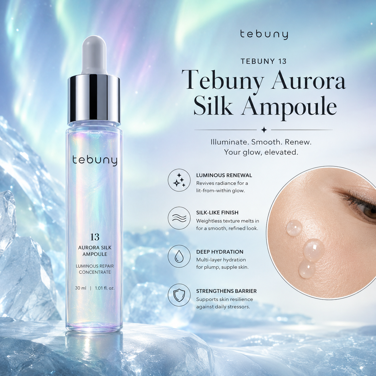 tebuny™ Aurora Silk Concentrated-Feel Facial Ampoule